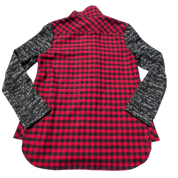 LOGO Lori Goldstein Size XS Red Buffalo Plaid Jacket Sweater Knit Sleeves - Picture 6 of 12